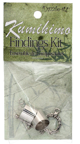 Kumihimo Finding Kit Silver End Cap/Jump Ring/Toggle
