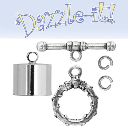 Kumihimo Finding Kit Silver End Cap/Jump Ring/Toggle