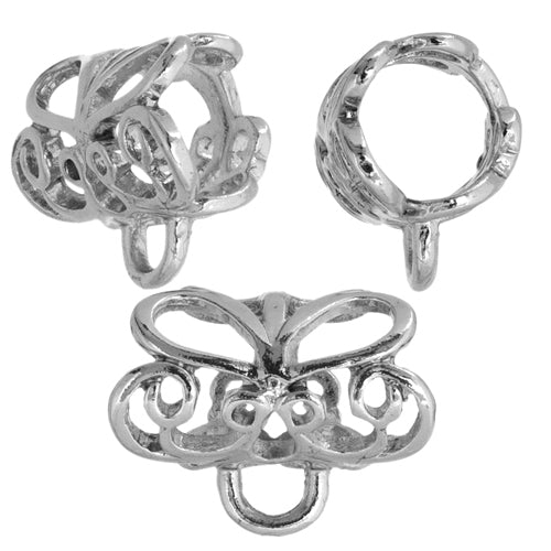 Kumihimo Finding Kit Silver 4pcs 20x12mm Pendant Bail Butterfly