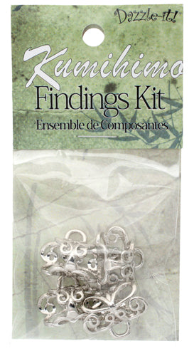 Kumihimo Finding Kit Silver 4pcs 20x12mm Pendant Bail Butterfly