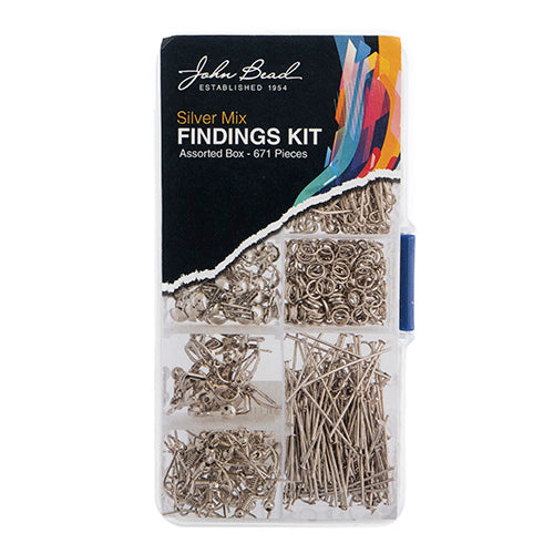 Findings - Assortment Box 8 Slots Silver Mix 671pcs