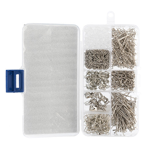 Findings - Assortment Box 8 Slots Silver Mix 671pcs