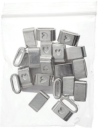 Slider - Tube With Heart (20pcs) 7.5mm  Lead Free / Nickel Free