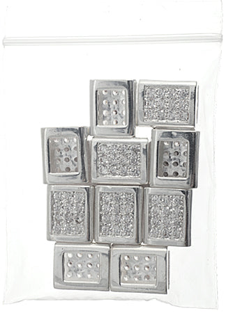 Slider - Rectangle With Crystals (10pcs) 15mm  Lead Free / Nickel Free