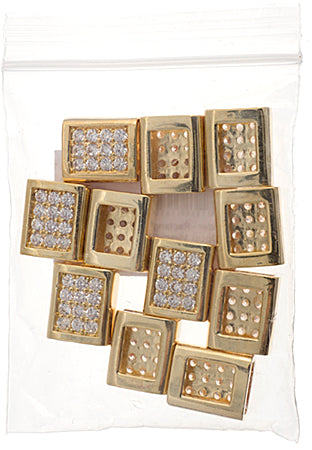 Slider - Rectangle With Crystals (10pcs) 15mm  Lead Free / Nickel Free