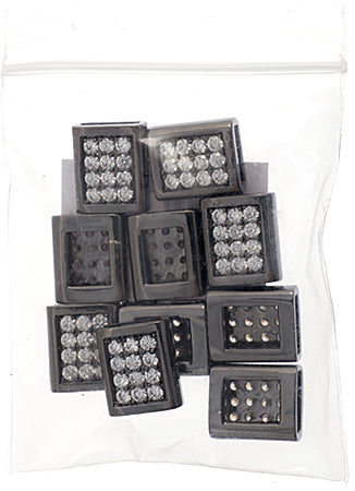 Slider - Rectangle With Crystals (10pcs) 15mm  Lead Free / Nickel Free