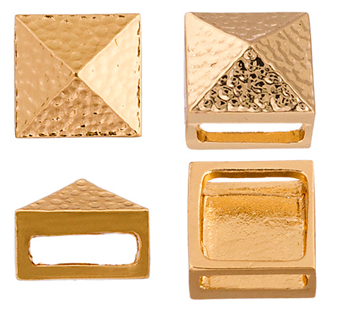 Slider - Square Spike Hammered (2pcs) 13x10mm  Lead Free / Nickel Free