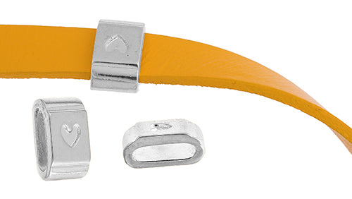 Slider - Tube With Heart (4pcs) 7.5mm  Lead Free / Nickel Free