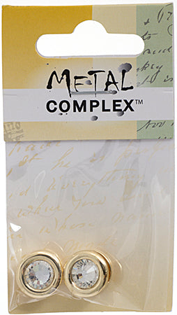 Slider - Round With Crystal (2pcs) 13mm  Lead Free / Nickel Free