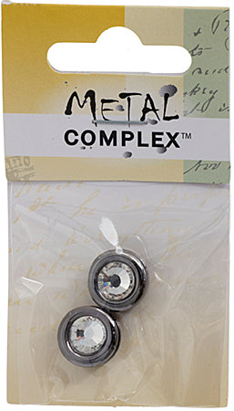 Slider - Round With Crystal (2pcs) 13mm  Lead Free / Nickel Free