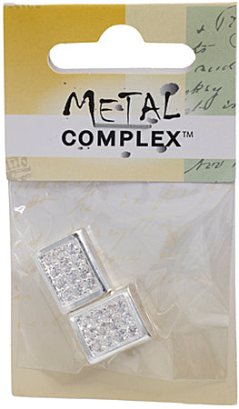 Slider - Rectangle With Crystals (2pcs) 15mm  Lead Free / Nickel Free