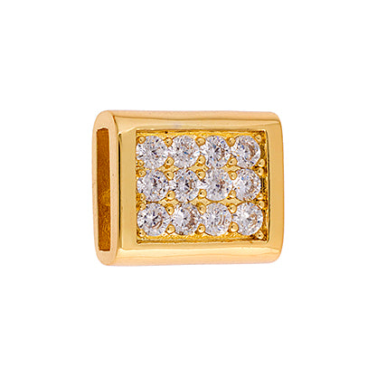 Slider - Rectangle With Crystals (2pcs) 15mm  Lead Free / Nickel Free