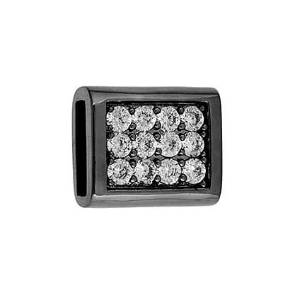 Slider - Rectangle With Crystals (2pcs) 15mm  Lead Free / Nickel Free