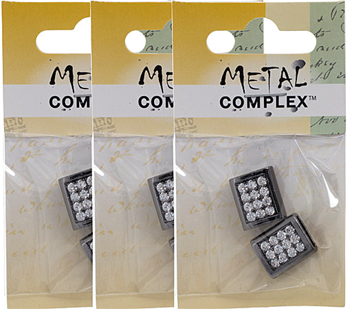 Slider - Rectangle With Crystals (2pcs) 15mm  Lead Free / Nickel Free