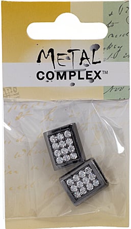 Slider - Rectangle With Crystals (2pcs) 15mm  Lead Free / Nickel Free