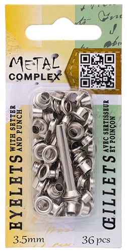 Eyelets With Setter And Punch 3.5mm Hole Silver 36pcs