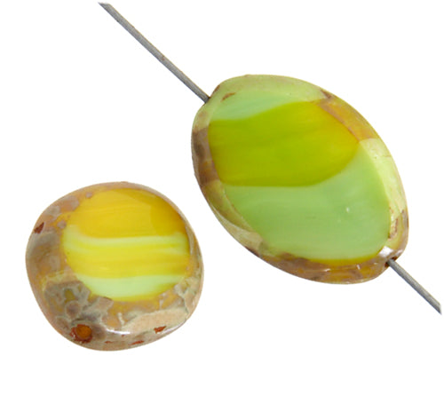 Fire-Polished 20x14mm Cut Flat Oval with Marble Edge