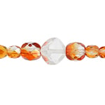 Fire-Polished Beads Mix Of 4/6mm Round Dark Apricot Full Coating & 8mm Fancy Transparent Crystal