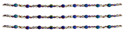 Fire-Polished Beads Mix Of 4mm Round Crystal/Azuro With 6mm Round Black AB Full Coating