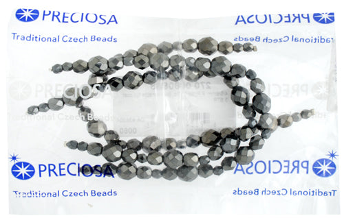 Fire-Polished Beads Mix Of 4/6/8mm Round Black/Hematite Full Coating