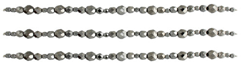 Fire-Polished Beads Mix Of 4/6/8mm Round Black/Hematite Full Coating