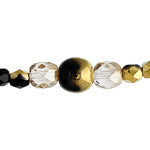 Fire-Polished Beads Mix Of 4mm Round & 8mm Round Black/Amber Half Coat & Fire-Polished 6mm Round Crystal/Clarit