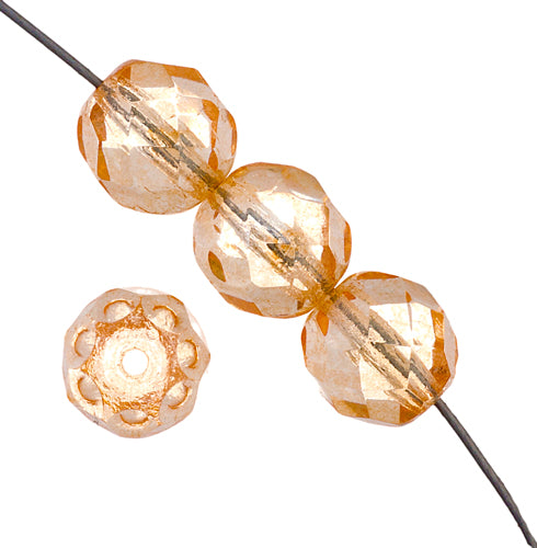 Czech Fire-Polished Round Bead 8mm Strands - Crystal/White Shades