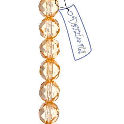 Czech Fire-Polished Round Bead 8mm Strands - Crystal/White Shades