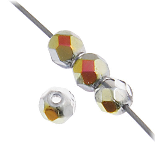 Czech Fire-Polished Beads 3mm Crystal Marea Strung