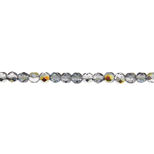Czech Fire-Polished Beads 3mm Crystal Marea Strung