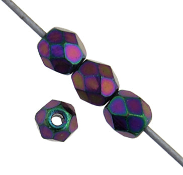 Czech Fire-Polished Round 4mm - Opaque Strands