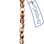 Czech Fire-Polished Round 4mm - Transparent Crystal/Grey Strands