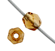 Czech Fire-Polished Round 4mm - Transparent Yellow/Brown Strands