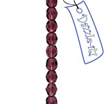 Czech Fire-Polished Round 4mm - Transparent Purple Strands