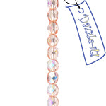 Czech Fire-Polished Round 4mm - Transparent Pink Strands