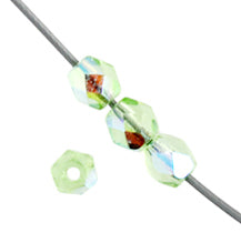 Czech Fire-Polished Round 4mm - Transparent Green Strands