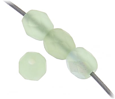 Czech Fire-Polished Round 4mm - Transparent Green Strands