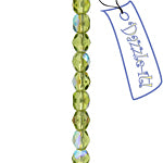 Czech Fire-Polished Round 4mm - Transparent Green Strands