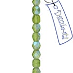 Czech Fire-Polished Round 4mm - Transparent Green Strands