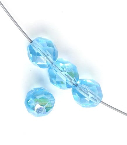 Czech Fire-Polished Round Bead 8mm Strands - Blue Shades