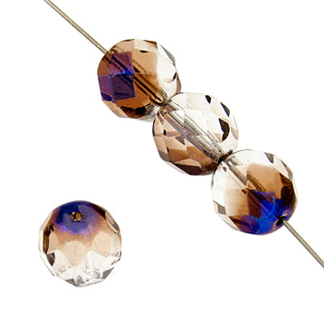 Czech Fire-Polished Round Bead 8mm Strands - Blue Shades