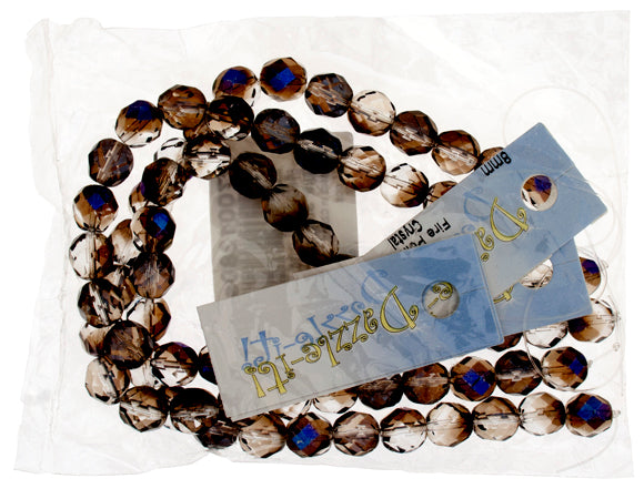 Czech Fire-Polished Round Bead 8mm Strands - Blue Shades