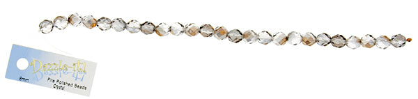 Czech Fire-Polished Round Bead 8mm Strands - Crystal/White Shades