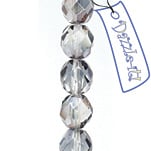 Czech Fire-Polished Round Bead 8mm Strands - Crystal/White Shades