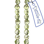 Czech Fire-Polished Round 4mm - Transparent Green Strands