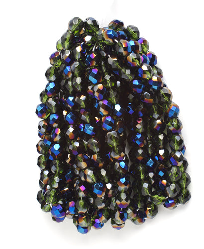 Fire-Polished 8mm Round Beads - Transparent Green Shades