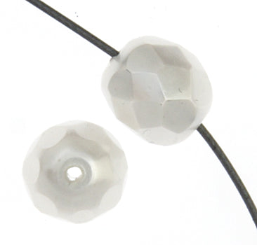 Czech Fire-Polished Round Bead 8mm Strands - Crystal/White Shades