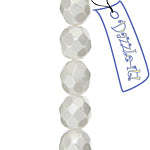 Czech Fire-Polished Round Bead 8mm Strands - Crystal/White Shades