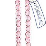 Czech Fire-Polished Round 4mm - Transparent Pink Strands