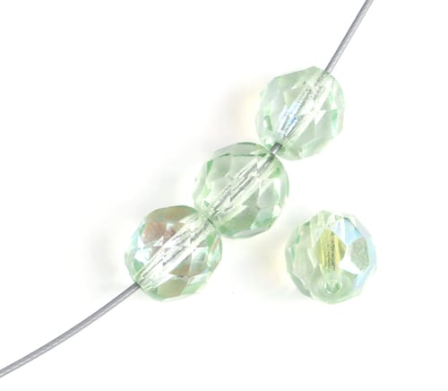 Fire-Polished 8mm Round Beads - Transparent Green Shades